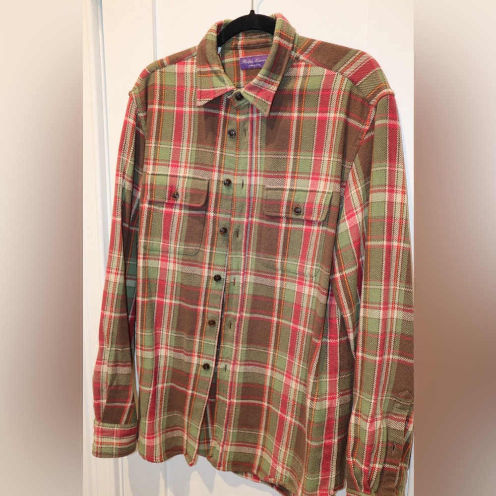NWOT Ralph Lauren Purple Label Men’s Cotton Heavy Flannel Casual Shirt